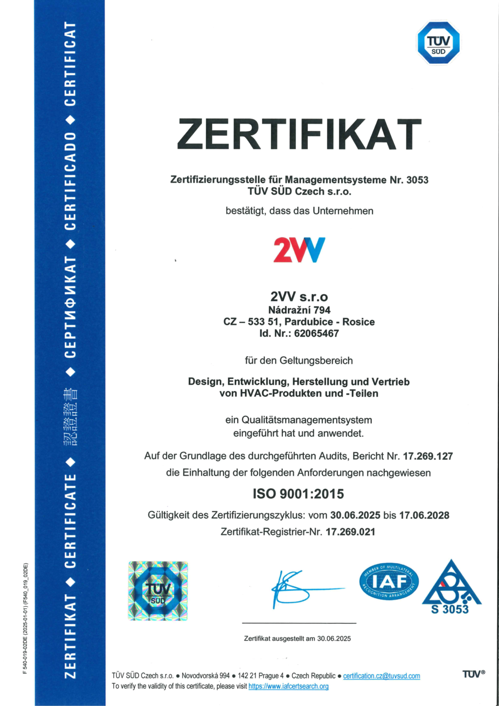 Zertifikat ISO 9001